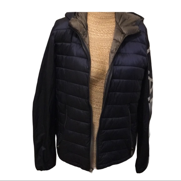 Mens SM Calvin Klein Windbreaker puffer Blue LOGO - Picture 1 of 6